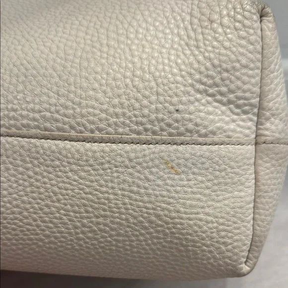 Prada Beige Leather Tote with Gold Accents, and long handle strap - Picture 12 of 16